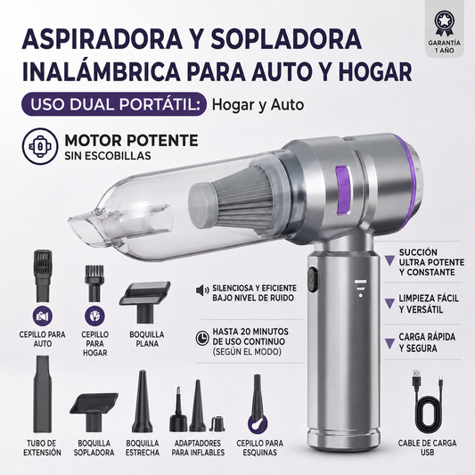 ¡Tu Auto Impecable en Segundos: La Aspiradora Sin Cables que Cabe en tu Guantera!